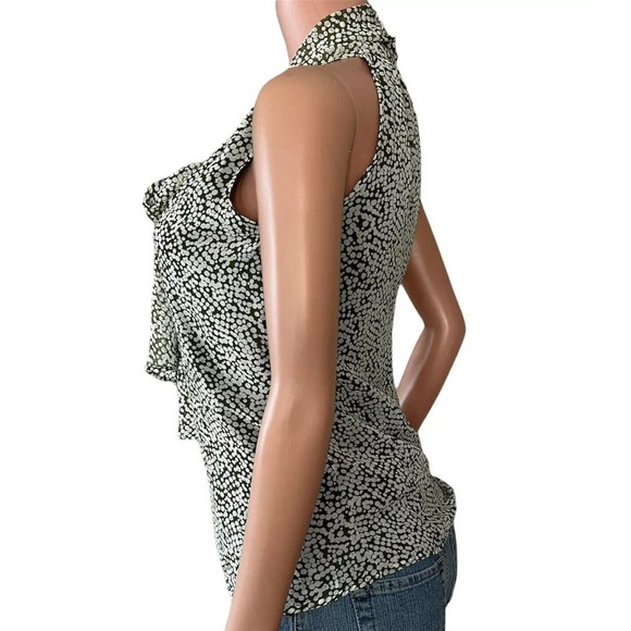 Old Navy Shirt Womens XS Green Flowy Sleeveless Tie Neck Keyhole Front - Picture 2 of 5